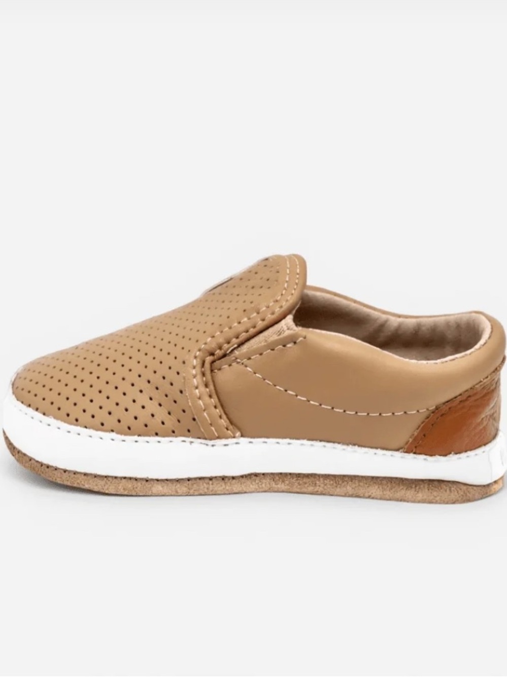 Kids Tan Slip-On Perforated Sneakers